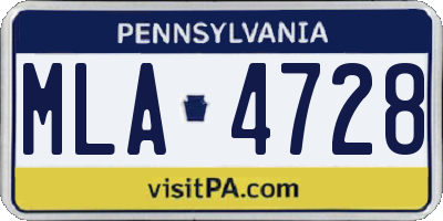 PA license plate MLA4728