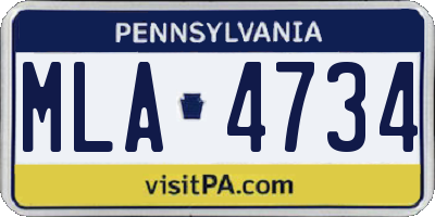 PA license plate MLA4734