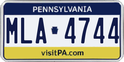 PA license plate MLA4744