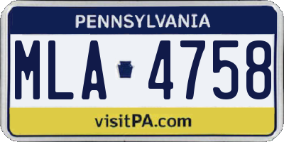 PA license plate MLA4758