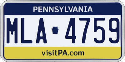 PA license plate MLA4759