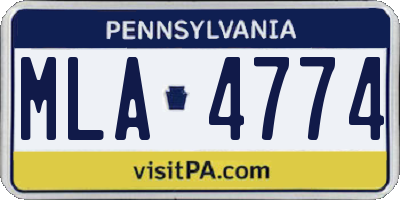 PA license plate MLA4774