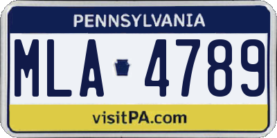 PA license plate MLA4789
