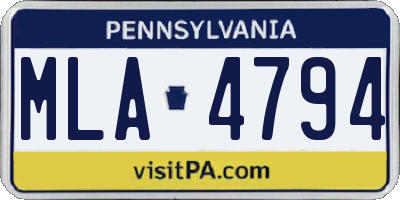 PA license plate MLA4794
