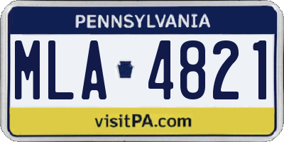 PA license plate MLA4821