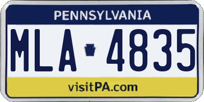 PA license plate MLA4835