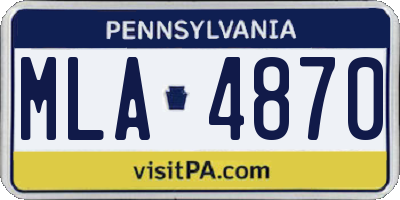 PA license plate MLA4870