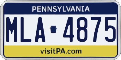 PA license plate MLA4875
