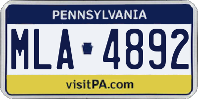 PA license plate MLA4892