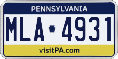 PA license plate MLA4931