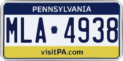 PA license plate MLA4938