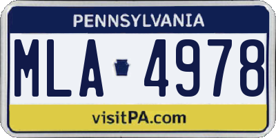 PA license plate MLA4978