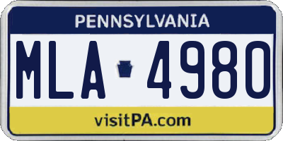 PA license plate MLA4980