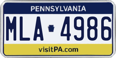 PA license plate MLA4986