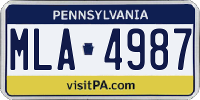 PA license plate MLA4987