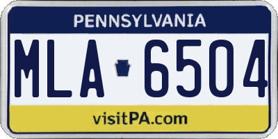 PA license plate MLA6504