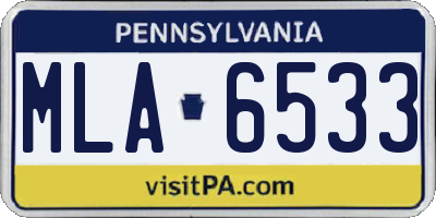 PA license plate MLA6533