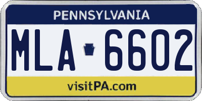 PA license plate MLA6602