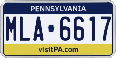 PA license plate MLA6617