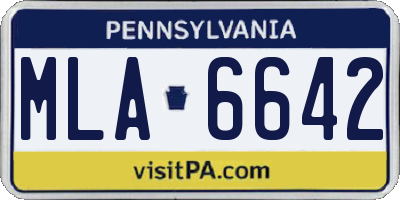 PA license plate MLA6642