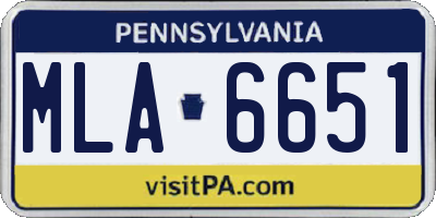 PA license plate MLA6651