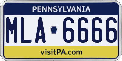 PA license plate MLA6666