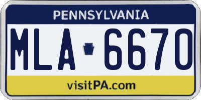 PA license plate MLA6670