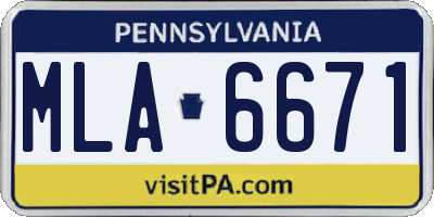 PA license plate MLA6671