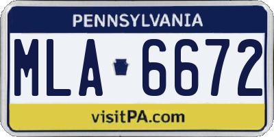 PA license plate MLA6672