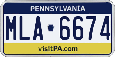 PA license plate MLA6674