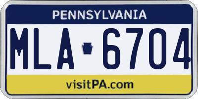 PA license plate MLA6704