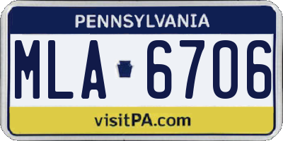 PA license plate MLA6706