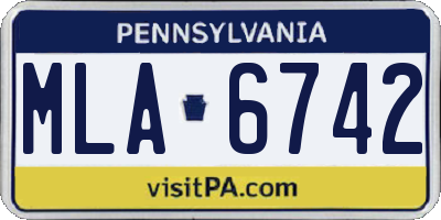 PA license plate MLA6742