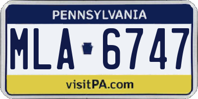 PA license plate MLA6747