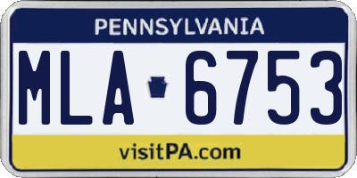 PA license plate MLA6753