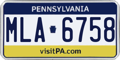 PA license plate MLA6758