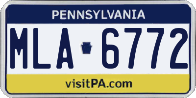 PA license plate MLA6772