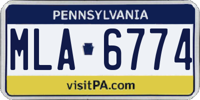 PA license plate MLA6774