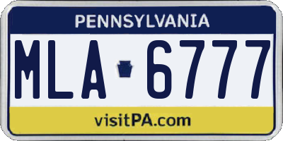 PA license plate MLA6777
