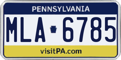 PA license plate MLA6785