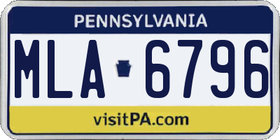 PA license plate MLA6796