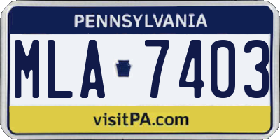 PA license plate MLA7403