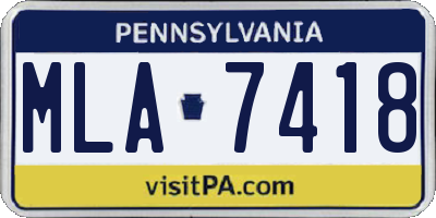 PA license plate MLA7418