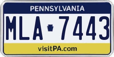 PA license plate MLA7443