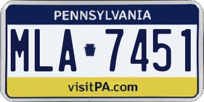 PA license plate MLA7451
