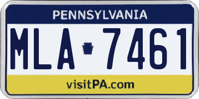 PA license plate MLA7461