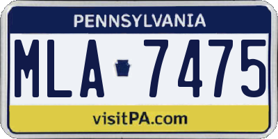 PA license plate MLA7475