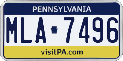 PA license plate MLA7496