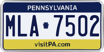 PA license plate MLA7502