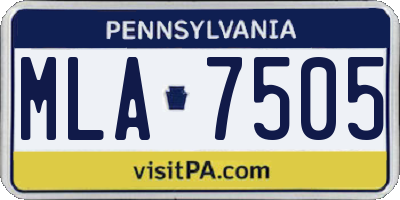 PA license plate MLA7505